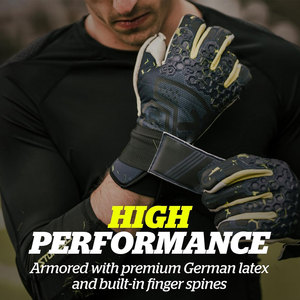 Gants de gardien de but professionnels en promotion avec design coupe-vent intégral, fermeture auto-agrippante et attrape-ballon puissant pour l'entraînement de football - Product Image 2