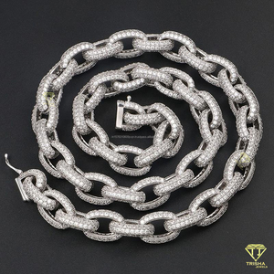 Collar de Cadena Rolo con Incrustaciones de Diamantes Moissanite en Plata de Ley 925, Estilo Hip Hop, Grueso y Resistente, para Hombres y Raperos - Product Image 4