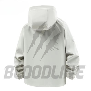 Chaqueta Impermeable con Capucha para Hombre, Color Amarillo, Manga Larga, Logotipo Estampado en la Manga Izquierda, Ropa de Otoño para Exteriores - Product Image 6