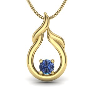 Wholesale Custom <b>14k</b> <b>Gold</b> Glass Filled Sapphire Pendant Necklace VVS1 <b>Manufacturer</b> Elegant Teardrop Jewelry - Product Image 1