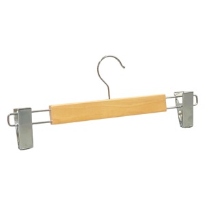 High Quality <b>Wooden</b> Hanger with Adjustable Clip Durable <b>Single</b> Tier Wood Clip Hanger for Pants & Dresses Made in Vietnam - Product Image 1