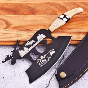 มีดสับเนื้อทำมือแบบสั่งทำใหม่เอี่ยม ด้ามจับทำจากกระดูกอูฐ ใบมีดเหล็ก D2 ขนาด 6.5 นิ้ว มีดครัวสำหรับคนถนัดซ้ายและขวา แกะสลักด้วยเลเซอร์ - Product Image 5