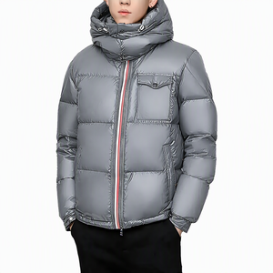 Chaqueta Acolchada con Capucha para Hombre, Negra, Rellena de Plumón, Cortavientos, Informal, de Invierno, con Cierre, Corte Regular - Product Image 5