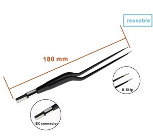Pince électrochirurgicale bipolaire électrique réutilisable Regal Impex en acier inoxydable certifiée CE, noire, antiadhésive, à baïonnette, pour chirurgie canine - Product Image 1