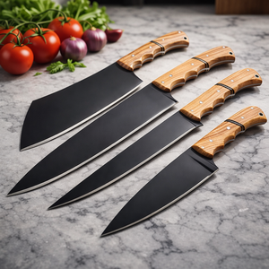 ชุดเชฟทำมือ 4 ชิ้น ทำจากเหล็กกล้าคาร์บอน พร้อมด้ามจับไม้มะกอกและปลอกหนัง ใช้งานได้ทั้งมือซ้ายและขวา ปลอดภัยสำหรับเครื่องล้างจาน - Product Image 4