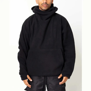 Unisex Black Fleece Anti-Wrinkle Front Logo Pullover Hoodie with <b>Face</b> <b>Mask</b> Winter Formal Sweatshirt - Product Image 2