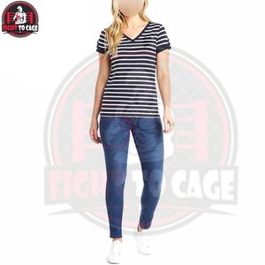 Camisetas de Verano para Mujer, Hechas a Mano, con Contraste de Color Azul y Blanco, Servicio OEM, Ajuste Regular, Transpirables, de Algodón, Precio al por Mayor - Product Image 4