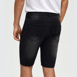 Summer <b>Men's</b> Vintage Casual Straight Knitted Denim Shorts Plus Size Black Milled <b>Stretch</b> Slim-Fit Mid Waist - Product Image 2