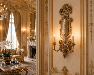 Jansons Company Contemporary Brass Oval <b>Wall</b> Sconce | Luxury Decorative <b>Wall</b> Light Ornate Carved <b>Frame</b> for Boutique Hotels - Product Image 2
