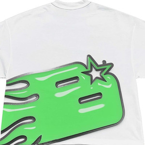 Oversized <b>Men's</b> White T-Shirt Green Solid Short Sleeve <b>Turtleneck</b> Formal Streetwear Silk Screen Printed Breathable 100% Cotton - Product Image 5