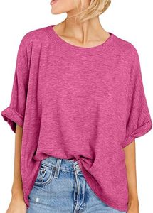 Camiseta de Manga Corta con Cuello Redondo Extra Grande para Mujer, Corte Holgado, 100% Algodón Tejido, Color Sólido, para Primavera y Verano - Product Image 5
