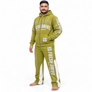 Embroidered Tracksuit Full Zip Fleece Jacket rhinestone Detail Straight Leg Bottoms mens Custom Logo Custom Label <b>Sweat</b> <b>Set</b> - Product Image 2