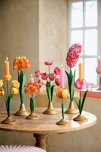 Antiqued Gold Metal Flower Candlestick Decorative <b>Candle</b> Holder Floral Design Table Centerpiece Home Decor - Product Image 4
