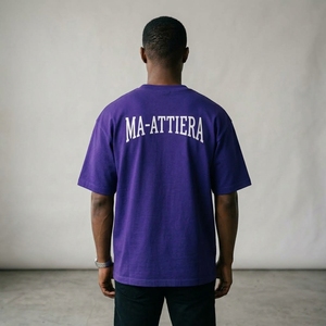 Men's T Shirt Purple Text Graphic Crew Neck Short Sleeve Oversized Fit Casual <b>Tshirt</b> Streetwear Clothes T Shirt - Product Image 2