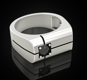 Modern 925 <b>Silver</b> Black CZ <b>Ring</b> For <b>Men</b> Women Wide Band Minimal Designer Statement Jewelry <b>Ring</b> - Product Image 3