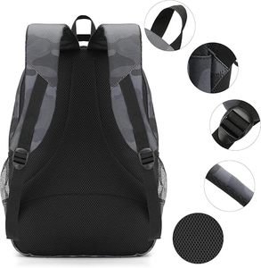 KHIMASHAM INDUSTRY Unisex Geometric Polyester <b>Backpack</b> 30-40L Large Capacity Adjustable Shoulder <b>Straps</b> Zipper Closure - Product Image 4