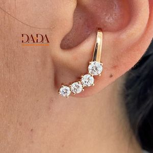 Supreme Round Brilliant Lab Grown Diamond Curved Hoop Earrings Luxury Fine Jewelry Anniversary <b>Gift</b> for Women Jewelry Collection - Product Image 1