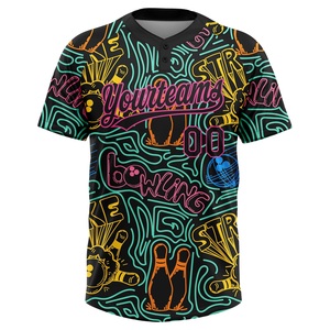 เสื้อโบว์ลิ่งแบบกำหนดเอง พิมพ์ลายเต็มตัว คอวี แขนสั้น ซับเหงื่อได้ดี เสื้อทีมซอฟต์บอลสำหรับผู้ใหญ่ ใส่ได้ทุกฤดู - Product Image 2
