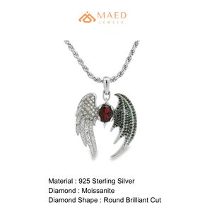 Iced Out <b>Angel</b> Devil Wing Pendant Necklace 925 Silver Moissanite Hip Hop <b>Charm</b> Gothic Jewelry for Men Party Micro Insert - Product Image 6