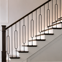 Balustre d'escalier moderne en fonte noire, design ovale en boucle, résistant à la rouille, protégé contre les UV, poteau décoratif en métal pour villa