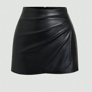 Women Vintage Breathable Lace Embroidery Satin Genuine Leather <b>Skirts</b> Belt Button <b>Black</b> Natural Waist Mini Plus Size Customized - Product Image 4