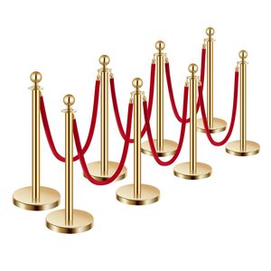 Set di 8 Pali Divisori in Acciaio Inox per Ristoranti e Hotel con 6 Corde in Velluto Rosso - Product Image 5