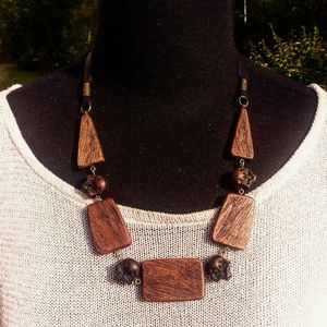 Vintage Eco-Friendly Wooden Jewelry Necklace for Women Handcrafted From Bamboo and Wood - Product Image 3