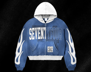 Sudadera con capucha y cremallera para hombre, estilo oversize, con estampado gráfico de llamas, estilo vintage streetwear - Product Image 2
