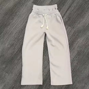 Pantalones de chándal de algodón grueso de cintura alta para hombre, de punto, de pierna ancha, acampanados, casuales, largos, con doble cintura, holgados - Product Image 1