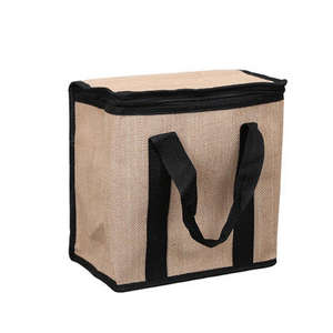 Sac à déjeuner léger en jute avec doublure facile à nettoyer, capacité de 6 à 10 L, avec poignées - Product Image 1