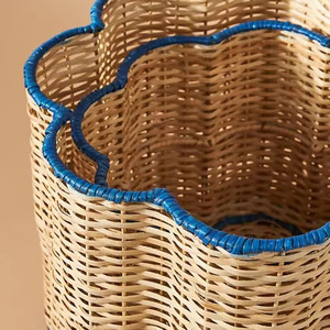 Set of 2 round woven rattan baskets for storing clothes. Stackable. The most beautiful design for household <b>storage</b> baskets. - Product Image 3