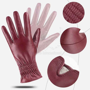 Gants de style classique en cuir véritable de qualité supérieure, compatibles avec les écrans tactiles, doublés, respirants, confortables, durables, pour le sport et les loisirs - Product Image 2
