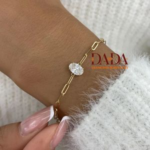 สร้อยข้อมือเพชรทรงรีรักษาทรงรูปไข่  ทอง 14K ชุบโรเดียม  ได้รับการรับรองจาก IGI สำหรับผู้หญิง ดีไซน์เรียบหรู สง่างาม - Product Image 3