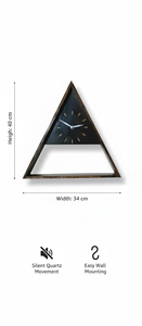 Horloge murale en bois naturel triangulaire analogique, horloge géométrique moderne en bois pour salon, chambre, bureau, cuisine et décoration intérieure - Product Image 3