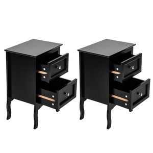 2pcs Black Country Style Large Size Two-Tier Nightstands Same Model As 46330063 - Product Image 3