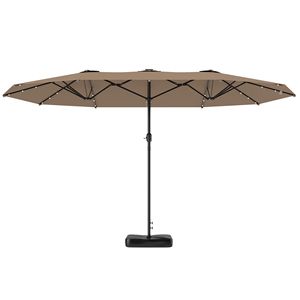 14,4 piedi Ombrellone da Giardino Bifacciale con Luci Solari LED, Ombrellone da Patio Color Kaki con Base Inclusa - Product Image 1
