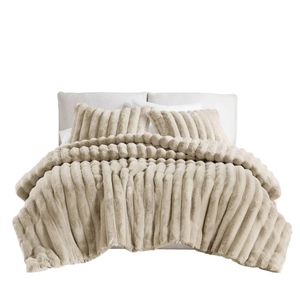 Ensemble de couette en fausse fourrure ultra-douce côtelée, taille Full/Queen - Product Image 3