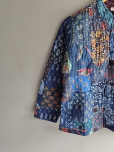 Quilted <b>Patchwork</b> <b>Jacket</b> Women's Mandarin Collar Full Sleeve Cotton Autumn Style Regular Length Batik Print Patch Pocket gift - Product Image 4