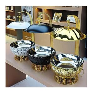 Plat de service de luxe en acier inoxydable avec couvercle articulé ou à ouverture normale, chauffe-plat professionnel pour buffet - Product Image 1