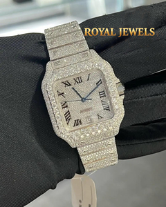 Montre automatique carrée de luxe en acier inoxydable avec bracelet en moissanite et fermoir, cadran analogique pour homme - Product Image 1