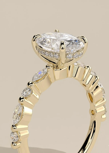 Bague de fiançailles de luxe en or jaune pour femme, diamant de laboratoire ovale de 1 carat, qualité supérieure, certification IGI, clarté VS-VVS - Product Image 4