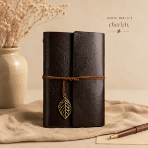 Personalized Premium A6 Leather Hardcover Spiral Bound Loose <b>Leaf</b> Refillable Notebook Journal Planner 80 Sheets Executive Gift - Product Image 4