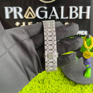 Montre automatique de luxe PJ entièrement sertie de moissanite, boîtier carré en acier inoxydable, saphir, étanche, style diamant - Product Image 4