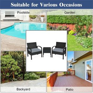 Set di mobili da giardino in rattan da esterno in 3 pezzi con comodi cuscini per seduta - Product Image 5