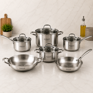Heavy Duty Stainless Steel 10 Piece <b>Cookware</b> Set Rust Resistant Thick Bottom Mirror Finish Set - Product Image 1