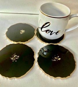 Vintage Resin 5mm <b>Coaster</b> Set <b>for</b> Bar Accessories and <b>Drink</b> Serving Protection - Product Image 2