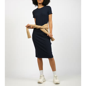 เดรสทรงเข้ารูปแขนสั้นผ้าริบยอดนิยม ผู้จำหน่ายเดรสไหมพรมทรงสลิมฟิต รับสกรีนโลโก้ตามสั่ง - Product Image 1