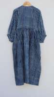 Robe Mini Indigo Florale 100% Coton Faite à la Main pour Femme, Imprimé au Bloc, Coupe Classique, Style Bohème, Manches 3/4, Été Automne, Col en V, Coupe Évasée