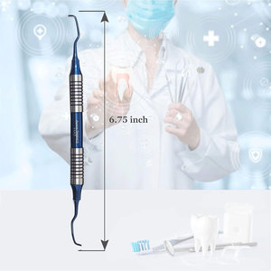 Curettes de Gracey 11/12 manuelles en acier inoxydable avec pointes en titane bleu et manche creux – Détartreurs parodontaux pour l'hygiène buccale - Product Image 2
