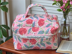 Printed Quilted Cotton Makeup <b>Box</b> Case | Vintage Zipper Closure | Durable Water Resistant Eco-Friendly | Customizable Makeup - Product Image 5